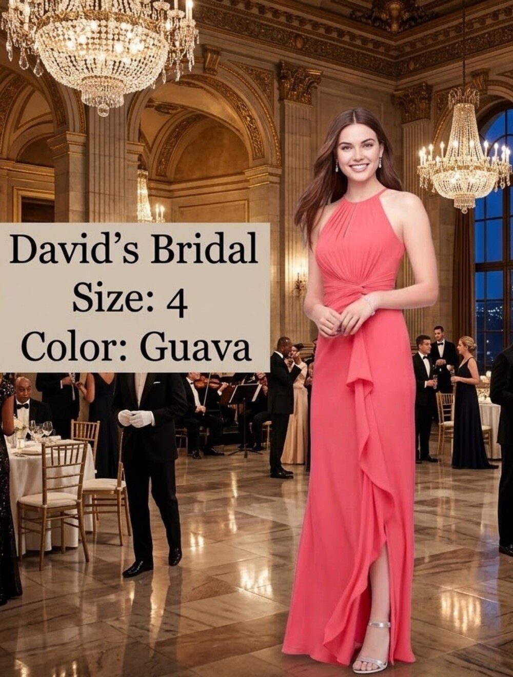 David's Bridal Formal Dress Size 4 Guava Bridesmaid Formal MSRP $189.